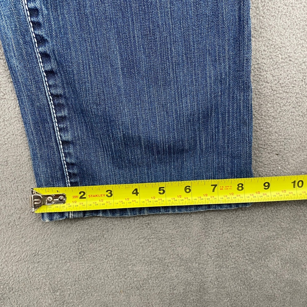 Adiktd Womens Y2K Embroidered Studded Zipper Bootcut Jeans Size 6 W29 Blue - Picture 9 of 11